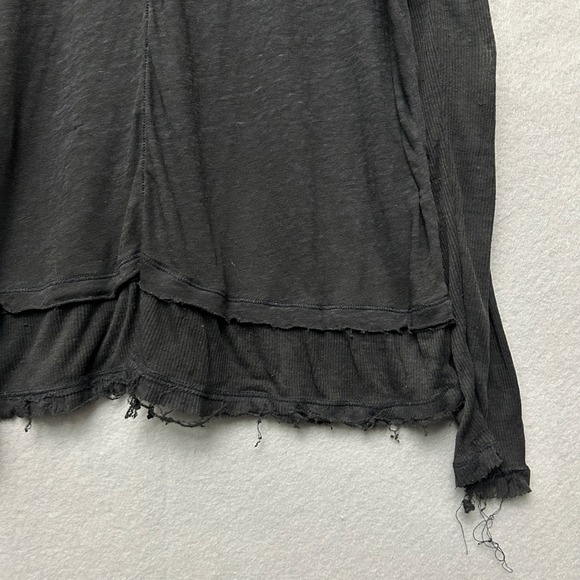 Free People We The Free Black Distressed Top Semi Sheer Long Sleeve M Whimsigoth - Picture 8 of 16